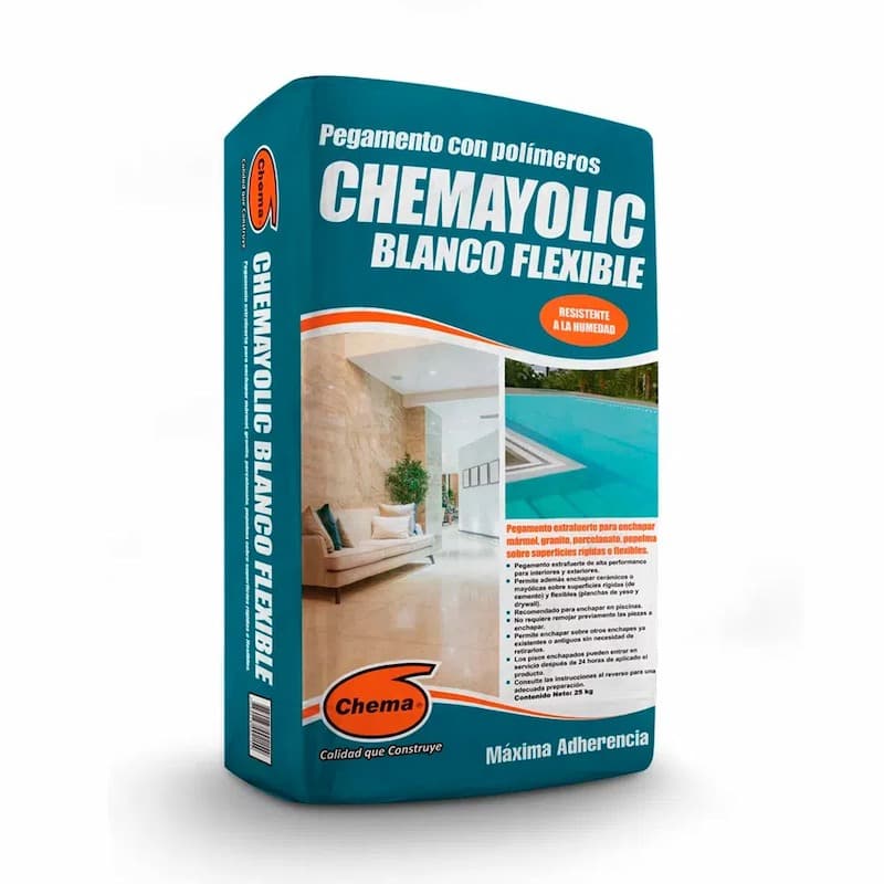 PEGAMENTO CHEMAYOLIC BLANCO FLEXIBLE - 25 KG CHEMA